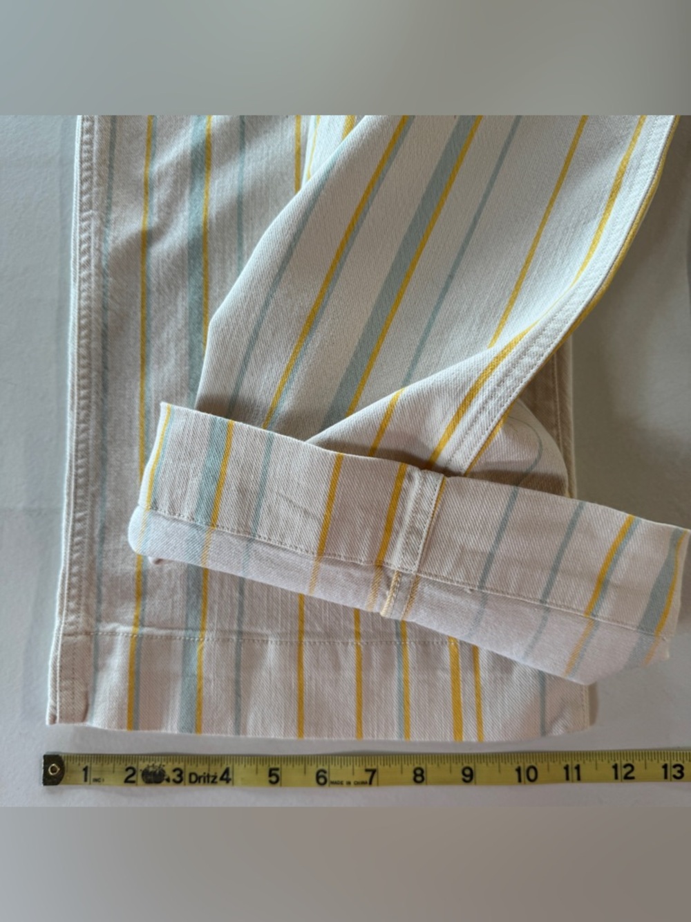 Madewell Emmett Striped Wide-Leg Crop Pants K9884 Cream Yellow Blue (28) - Picture 12 of 17